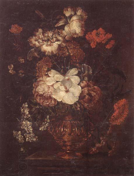 unknow artist Still life of Roses,Carnations,Daisies,peonies and convulvuli in a gilt vase,upon a stone ledge China oil painting art
